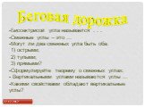 Беговая дорожка. Биссектрисой угла называется . . . Смежные углы – это … Могут ли два смежных угла быть оба: 1) острыми; 2) тупыми; 3) прямыми? -Сформулируйте теорему о смежных углах. Вертикальными углами называются углы … Какими свойствами обладают вертикальные углы?