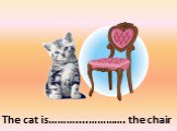 The cat is………....…………. the chair. on the left of