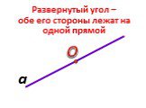 Развернутый угол – обе его стороны лежат на одной прямой