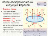 Закон электромагнитной индукции Фарадея. Правило Ленца: При изменении магнитного потока в проводящем контуре возникает ЭДС индукции Eинд, равная скорости изменения магнитного потока через поверхность, ограниченную контуром, взятой со знаком минус: В этом примере а инд 