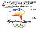 The 27th Summer Olympic Games were held in Sydney in 2000 (Australia).