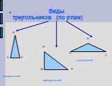 Виды треугольников (по углам)‏. остроугольный прямоугольный тупоугольный А В С М Р К Н О Т