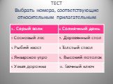 ТЕСТ Выбрать номера, соответствующие относительным прилагательным