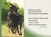Черкесы-воины вызывали у него восхищение и уважение: Как я любил, Кавказ мой величавый, Твоих сынов воинственные нравы… Измаил-бей 