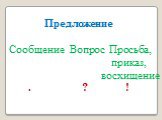 Предложение Сообщение Вопрос Просьба, приказ, восхищение . ? !