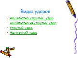 Виды ударов. Абсолютно упругий удар Абсолютно неупругий удар Упругий удар Неупругий удар