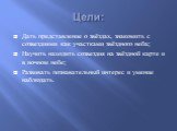 Цели: Дать представление о звёздах, знакомить с созвездиями как участками звёздного неба; Научить находить созвездия на звёздной карте и в ночном небе; Развивать познавательный интерес и умение наблюдать.