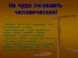 Не чудо ли память человеческая! Величайшее чудо на свете – человеческий мозг с его невероятными ресурсами. Память человеческая – двери, распахнутые в прошлое человека, вчерашнее и далекое, сохранившееся в сознании и полустертое. Наша память – загадка и для нас самих. Почему мы одно помним, а другое 