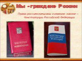 Права россиян записаны в главном законе – Конституции Российской Федерации. Мы - граждане России
