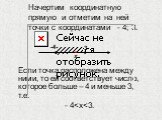 Начертим координатную прямую и отметим на ней точки с координатами - 4; 3. Если точка расположена между ними, то ей соответствует число, которое больше – 4 и меньше 3, т.е. - 4 3 x