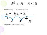 x²+x-6=0; (х-2)(х+3)=0; Ответ: (-∞;-3)v(2;+∞). х + 2 -3