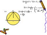 S= b*с *Sin А, где Sin A= из теоремы Sin a => S= b*с* = =. R Sin A 2R аbс 4R
