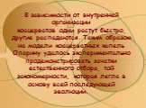 В зависимости от внутренней организации коацерватов одни растут быстро, другие распадаются. Таким образом на модели коацерватных капель Опарину удалось экспериментально продемонстрировать зачатки естественного отбора, той закономерности, которая легла в основу всей последующей эволюции.