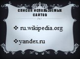 Список используемых сайтов. ru.wikipedia.org yandex.ru