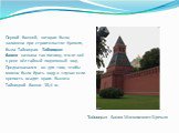 Первой башней, которая была заложена при строительстве Кремля, была Тайницкая. Тайницкая башня названа так потому, что от неё к реке вёл тайный подземный ход. Предназначался он для того, чтобы можно было брать воду в случае если крепость осадят враги. Высота Тайницкой башни 38,4 м. Тайницкая башня М