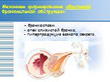 Механизм формирования обратимой бронхиальной обструкции: - бронхоспазм - отек слизистой бронха, - гиперпродукция вязкого секрета,