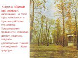 Картина «Летний сад осенью», написанная в 1932 году, относится к лучшим работам художника. Произведение проникнуто поэзией, автору удалось создать удивительно тонкий и правдивый образ природы.