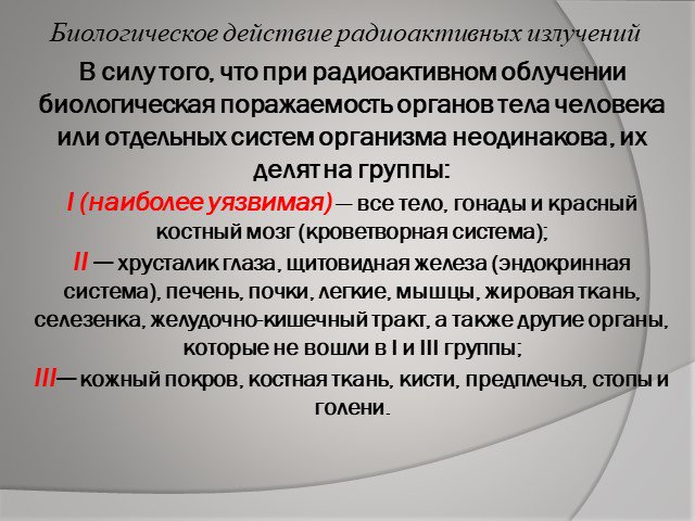 Презентация на тему биологическое действие радиоактивных излучений 11 класс