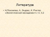 Литература. Н.Похомова, А. Эндрес, К. Рихтер «Экологический менеджмент» гл. 3.2