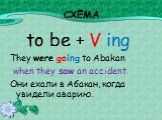 СХЕМА. to be + V ing They were going to Abakan when they saw an accident. Они ехали в Абакан, когда увидели аварию.