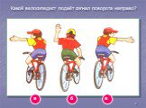 3. Какой велосипедист подаёт сигнал поворота направо? а в б