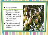 Когда хозяин вышел в сад с ружьем, с одной яблони упало 4 соседа, а с другой на 3 соседа больше. Сколько соседей упало со второй яблони?