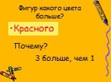 Фигур какого цвета больше? Красного Почему? 3 больше, чем 1