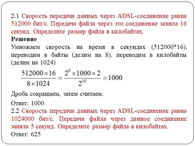 Скорость передачи данных через adsl 256000