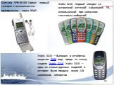 Samsung SPH-M100 Uproar - первый телефон с возможностью проигрывания звука Mp3. Nokia 3210 - первый аппарат со встроенной антенной и функцией Т9, используемой при написании текстовых сообщений. Nokia 3310 —Выпущен в четвёртом квартале 2000 года, придя на смену модели Nokia 3210. Nokia 3310 — одна из