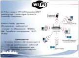 Преимущества Установка Wireless LAN рекомендуется там, где развёртывание кабельной системы невозможно или экономически нецелесообразно. Wireless-Fidelity (дословно «Беспроводная надёжность») - стандарт на оборудование Wireless LAN. Разработан консорциумом Wi-Fi Alliance. Wi-Fi был создан в 1991 NCR 