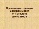 Презентацию сделала Ефимова Мария 11 «Б» класс школа №324