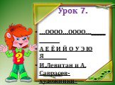 Урок 7. …ОООО…ОООО…____________ А Е Ё И Й О У Э Ю Я________ И.Левитан и А. Саврасов- художники- пейзажисты.