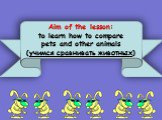 Aim of the lesson: to learn how to compare pets and other animals (учимся сравнивать животных)