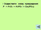 Осуществите схему превращения P → P2O5 → H3PO4 → Ca3(PO4)2