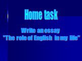 Home task. Write an essay "The role of English in my life"