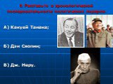 8. Расставьте в хронологической последовательности политических лидеров. А) Какуей Танака; Б) Дэн Сяопин; В) Дж. Неру.