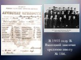 В 1955 году В. Высоцкий закончил среднюю школу № 186.