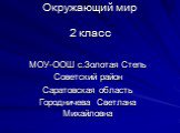 Окружающий мир 2 класс. МОУ-ООШ с.Золотая Степь Советский район Саратовская область Городничева Светлана Михайловна