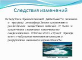 Следствия изменений. Вследствие промышленной деятельности человека и природы атмосфера Земли загрязняется различными веществами начиная от пыли и заканчивая сложными химическими соединениями. Итогом этого служит прежде всего глобальное потепление климата и разрушение озонового экрана планеты. Глобал