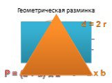 Геометрическая разминка. d = 2 r P = (a + b) х 2 S = a х b К