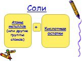 Кислотные остатки. Атомы металлов (или другие группы атомов). +