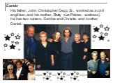 Сareer His father, John Christopher Depp, Sr., worked as a civil engineer, and his mother, Betty sue Palmer, waitress]. He has two sisters, Debbie and Christie, and brother Daniel.
