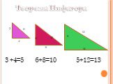 3 Теорема Пифагора 4 5 6 10 12 13 3 +4=5 6+8=10 5+12=13