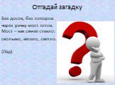 Без досок, без топоров через речку мост готов. Мост – как синее стекло: скользко, весело, светло. (Лёд)