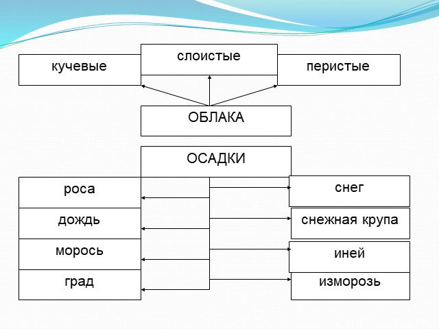 Схема виды атмосферных осадков география 6 класс