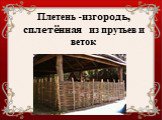 Плетень -изгородь, сплетённая из прутьев и веток