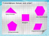 У какой фигуры больше всех углов? пятиугольник квадрат треугольник параллелограмм шестиугольник