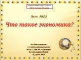 Окружающий мир 2 класс УМК «Школа России». Что такое экономика? Работу выполнила: учитель начальных классов МОУ СОШ №1 г. Камешково Владимирской области Курова Т. В. Тест №23