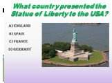 What country presented the Statue of Liberty to the USA?