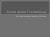 Белая лилия Сталинграда. Презентацию подготовила Диана Вонс (10 «Б» класс)